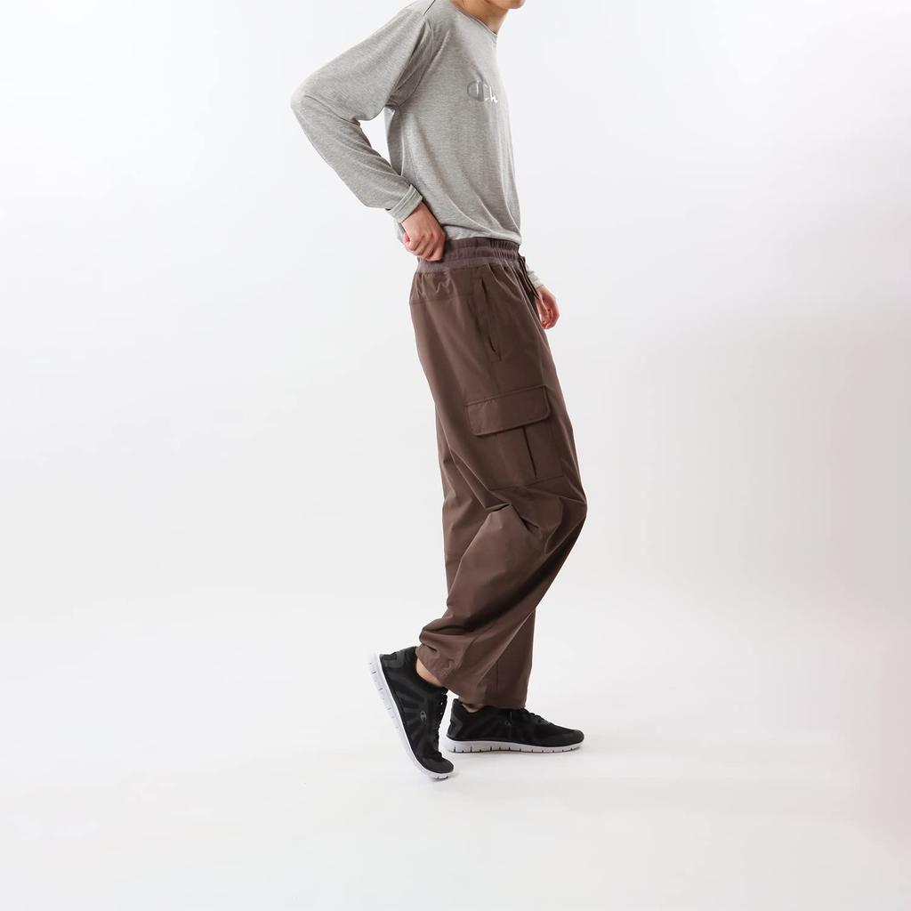 Champion Stretch Logo Long Size Men's Water-Repellent One-Point Pants, Brown, XL, C3-YSD03
