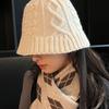 LOOKING4U Knit Cable Bucket Hat C1 Ivory