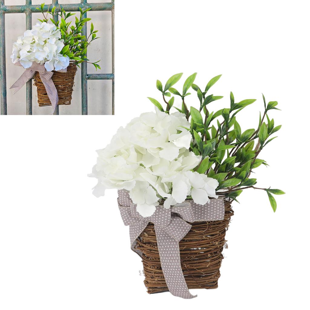 Hydrangea Door Hanger Basket Decorative Door Hanging Basket Wreath Front Door Artificial Wildflowers