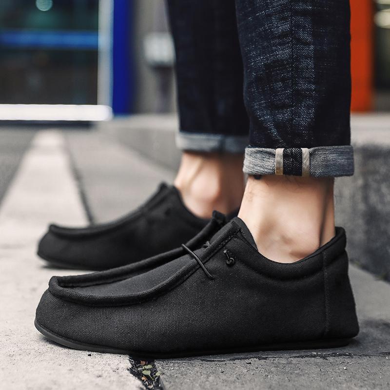 YRZL Men's Canvas Shoes Breathable Casual Walking Shoe Indoor Thin Bottom Home Bedroom Mens Slippers Comfortable Loafers for Men