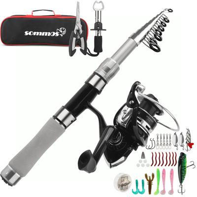 Fishing Casting Carbon Fiber Spinning Fishing and Storage Bag Suitable for and Freshwater Portable and Ideal for Beginners Set, 2.1m Rod, Rod, Reel,