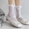 Women Booties Socks Ruffle Turn-Cuffs Summer Crew Socks Ballet Style Lace Ankle Socks Cute Bowknot Middle Tube Socks