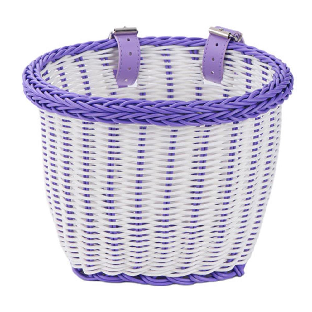 Bike Front Basket Adjustable Leather Straps Handwoven Bicycle Basket Waterproof Bicycle Storage Basket for Kids Adult Bikes