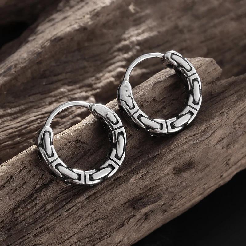 Retro Creative Chain Hoop Earrings Hypoallergenic Men's Earrings Personalized Punk Fashion Casual Accessories