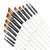 12Pcs Round Filbert Paint Brushes Set Artist Brush for Acrylic Oil Watercolor Gouache Artist Synthetic Nylon