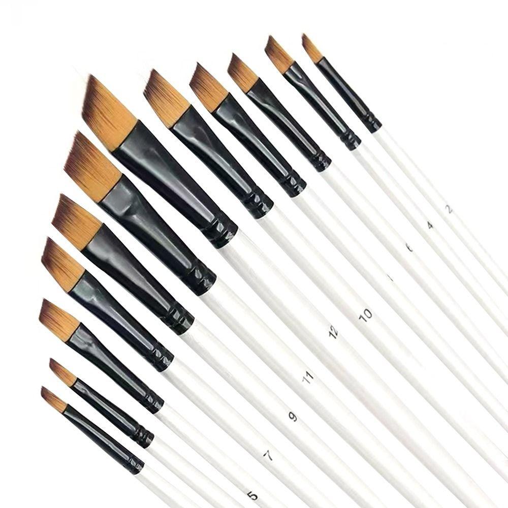 12Pcs Round Filbert Paint Brushes Set Artist Brush for Acrylic Oil Watercolor Gouache Artist Synthetic Nylon