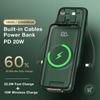 Batterie externe 20000mAh avec câbles intégrés, lignes de charge, chargeur PD, Powerbank Portable sans fil, batterie externe Mobile
