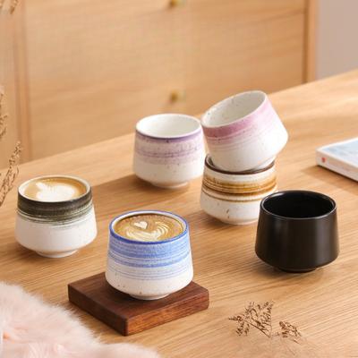 Vintage Rough Pottery Coffee Cup Tea Cup Cross-border Japanese Tea Cup Commercial Stackable Cup Clay Water Cup Ceramic Cup