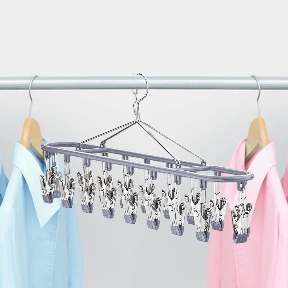 Rust Proof Underwear Hanger With 18 Clips Sock Rack Multi-functional Hanging Drying Rack Household