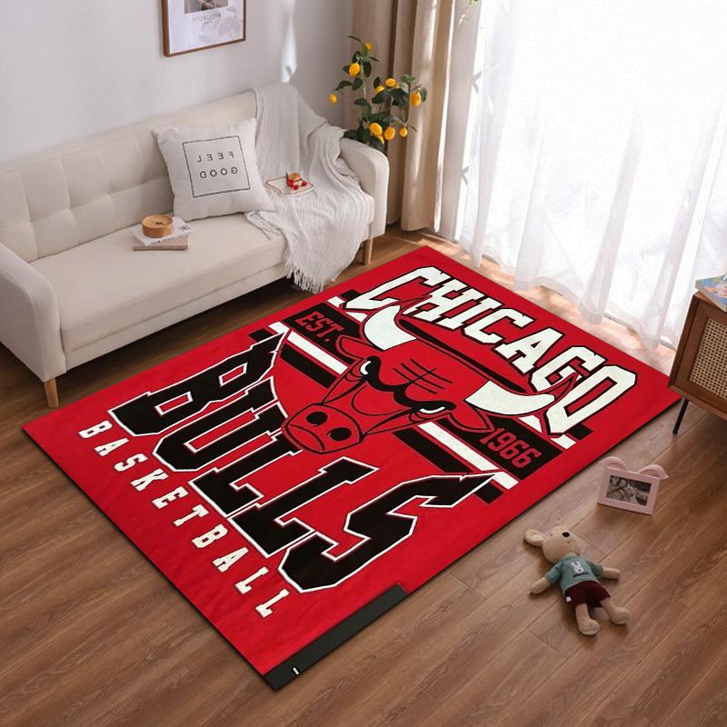 Chicago Bulls Logo Rug, Red and Black Design Non-slip rug suitable for living room and bedroom sofas