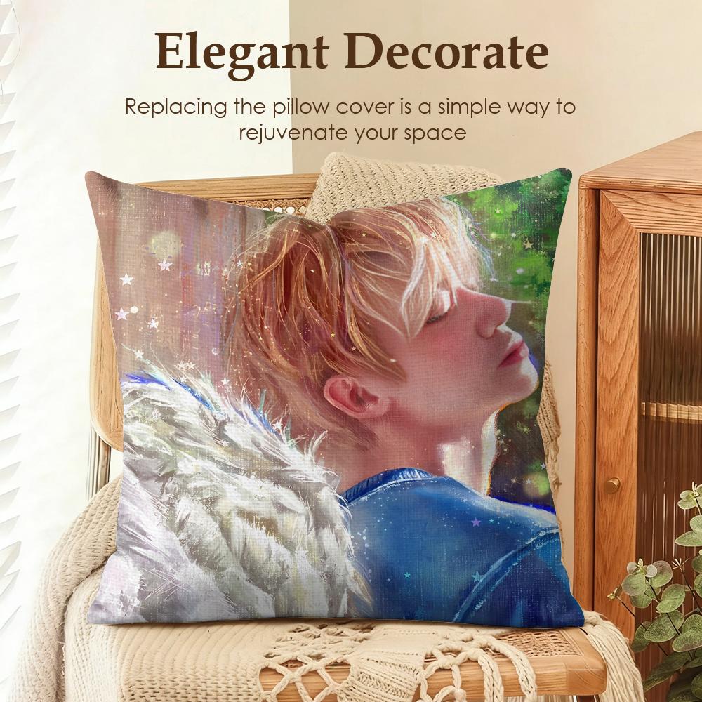 Handsome Fashion Pretty Cushion Cover Natural Linen Organic Fabric DoubleSided Printing Sofa Home Decor Gift Pillow Case