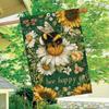2D Flat, 2D Printing,Single Piece of a Garden Flag Featuring a Bumblebee And Daisy Design for Spring And Summer, Measuring . Suitable for Home, Yard,