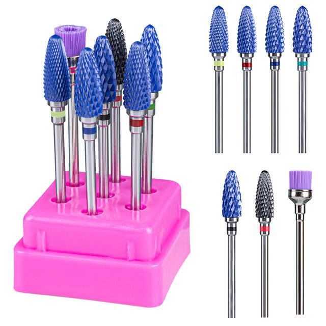 7pcs Ceramic Nail Drill Bits Set Milling Cutter for Manicure Machine Accessories Rotary Burrs Pedicure Cutter for Remove Gel Bit