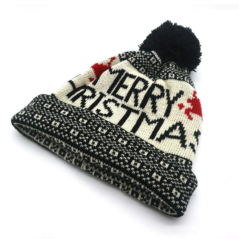 NORTHWOOD Winter Knitted Jacquard Santa Woolen Beanies Hat Ear Protection Warm Fur Ball Christmas Beanie Hat