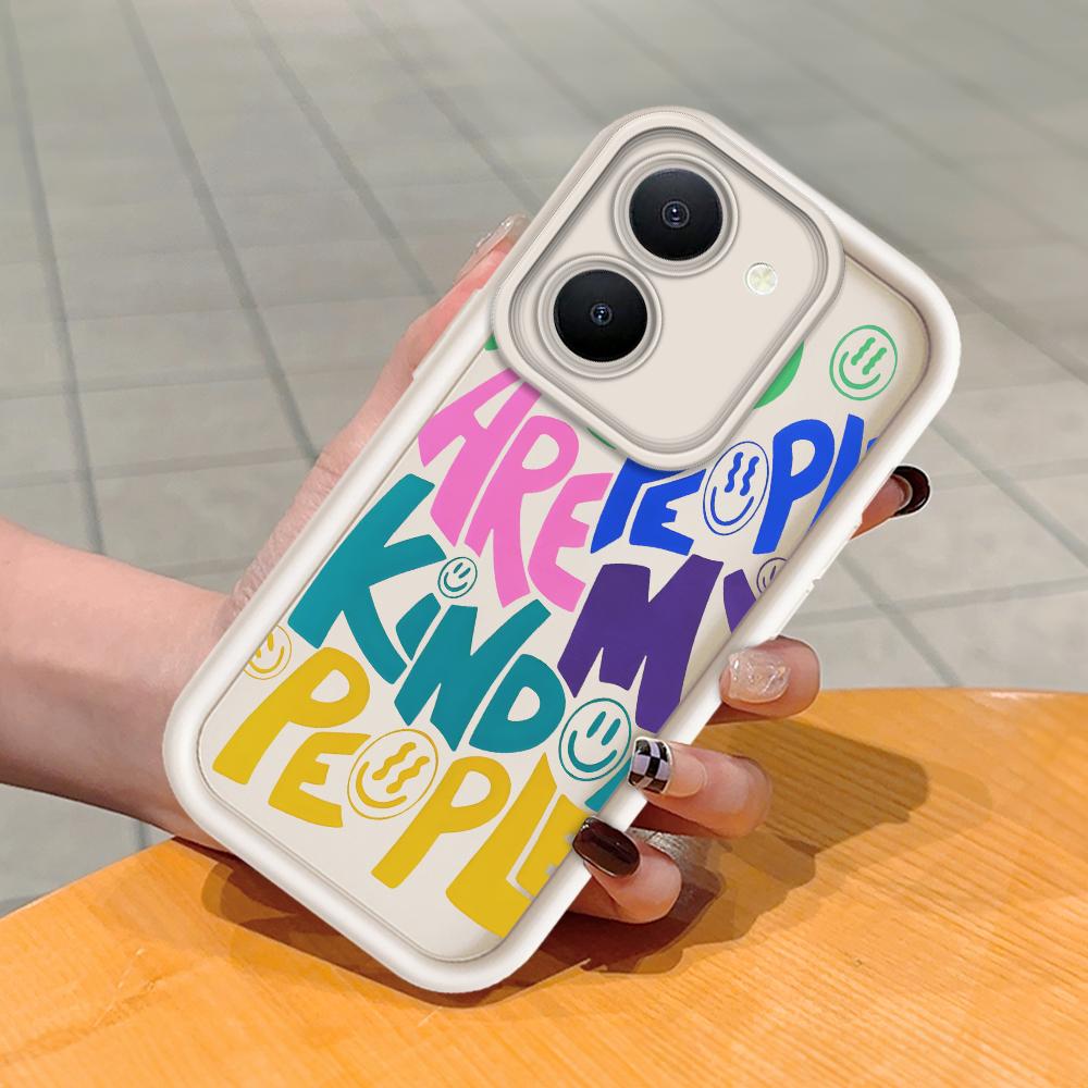 Soft Silicone Square Ladder Printing Pattern Phone Casing Full Cover Camera Shockproof Protection Rubber Case for Vivo