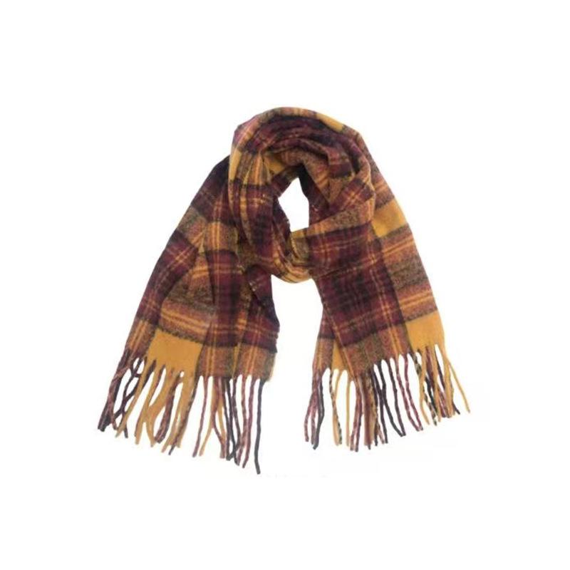 New Autumn and Winter High-end New Widened and Thickened Plaid Imitation Cashmere Scarf, Scarf, Warm Shawl