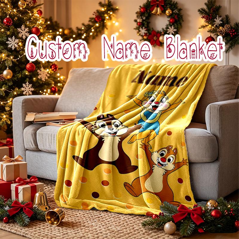 1pc Snug Chip Dale Acorn Blanket, Custom Name Print Blanket, Perfect for Home, Couch, Bed, Picnic, Travel, Office