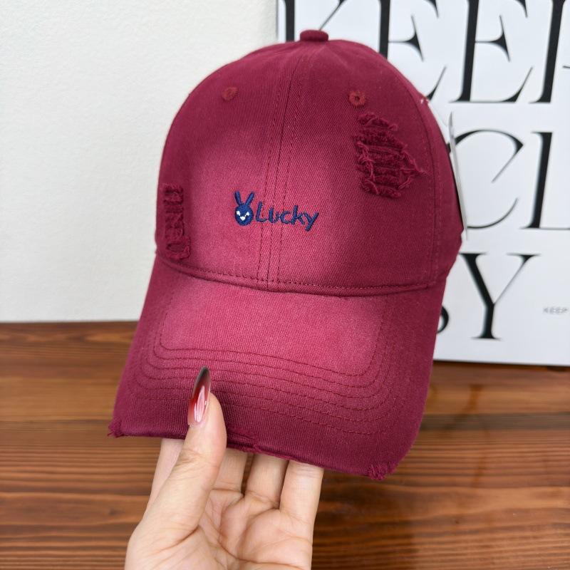 Rabbit Embroidery Gradual Change Hole Embroidery Baseball Cap Spring Casual Versatile Face Small Cap Men and Women