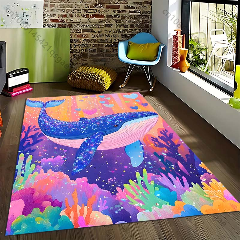 Dream Whale Printed Carpet for Living Room Bedroom Bedside Bathroom Floor Mat Area Rugged Sofa Mat Home Decor Luxury Gift