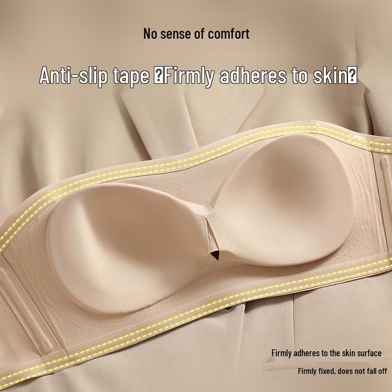 Seamless Strapless Skin-Tone Bandeau Bra for Women – Non-Slip, Off-Shoulder, Wireless Innerwear