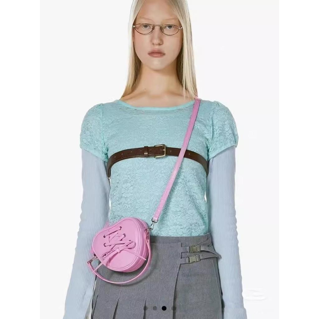 IELGY women's ballet style love handbag, bow sweet and cute shoulder messenger bag