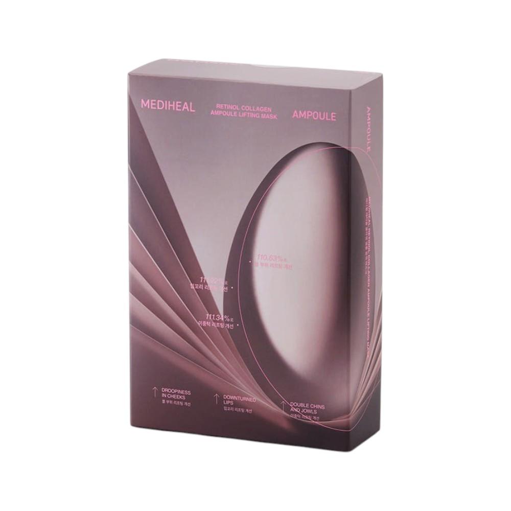 MEDIHEAL Retinol Collagen Ampoule Contouring Mask 10-Pack Set Firming Boosting Facial Sheet Masks 30ml