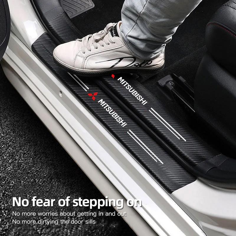 1/4/5Pcs Carbon Fiber Sticker Car Threshold Protective Film For Mitsubishi Lancer Ralliart ASX Mirage Pajero Xpander Attrage Ex WJ4