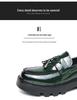 Men's Shiny Tassel Pointed Toe Leather Slip-On Loafers with Thick Sole - Plus Size Formal Casual Shoes