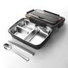 304 Edelstahl-Lunchbox mit Fächern, Tragbare Bento-Box mit Besteck für Schüler & Berufstätige