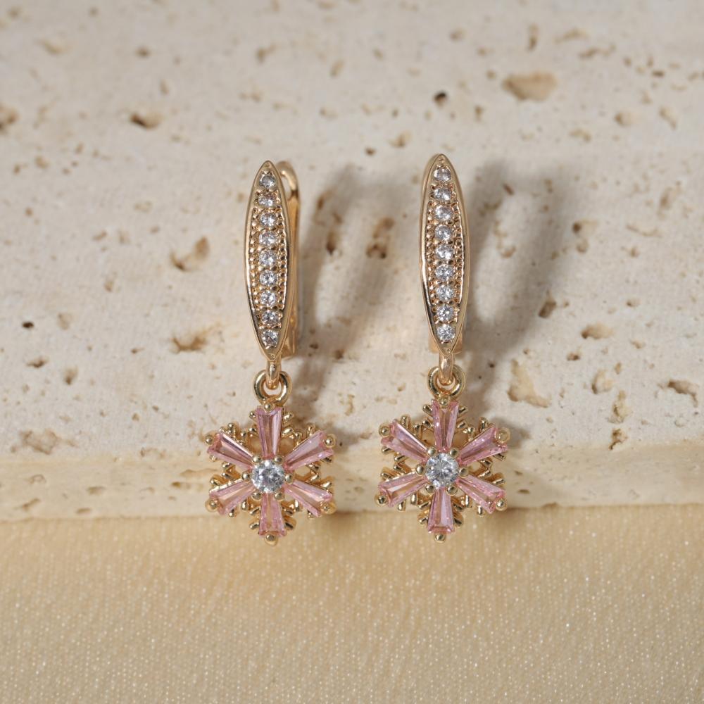 1 Pair Snowflakes Dangle Earrings for Women Zirconia Earring Jewelry Wedding Party Accessories