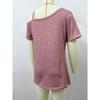 New Summer Women's Simple Short-sleeved Metal Button Pleated T-shirt Top