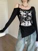 Chic Hollow Off-Shoulder Long-Sleeve Sun Protection Top for Women - Slim Fit, Flattering Early Autumn Style