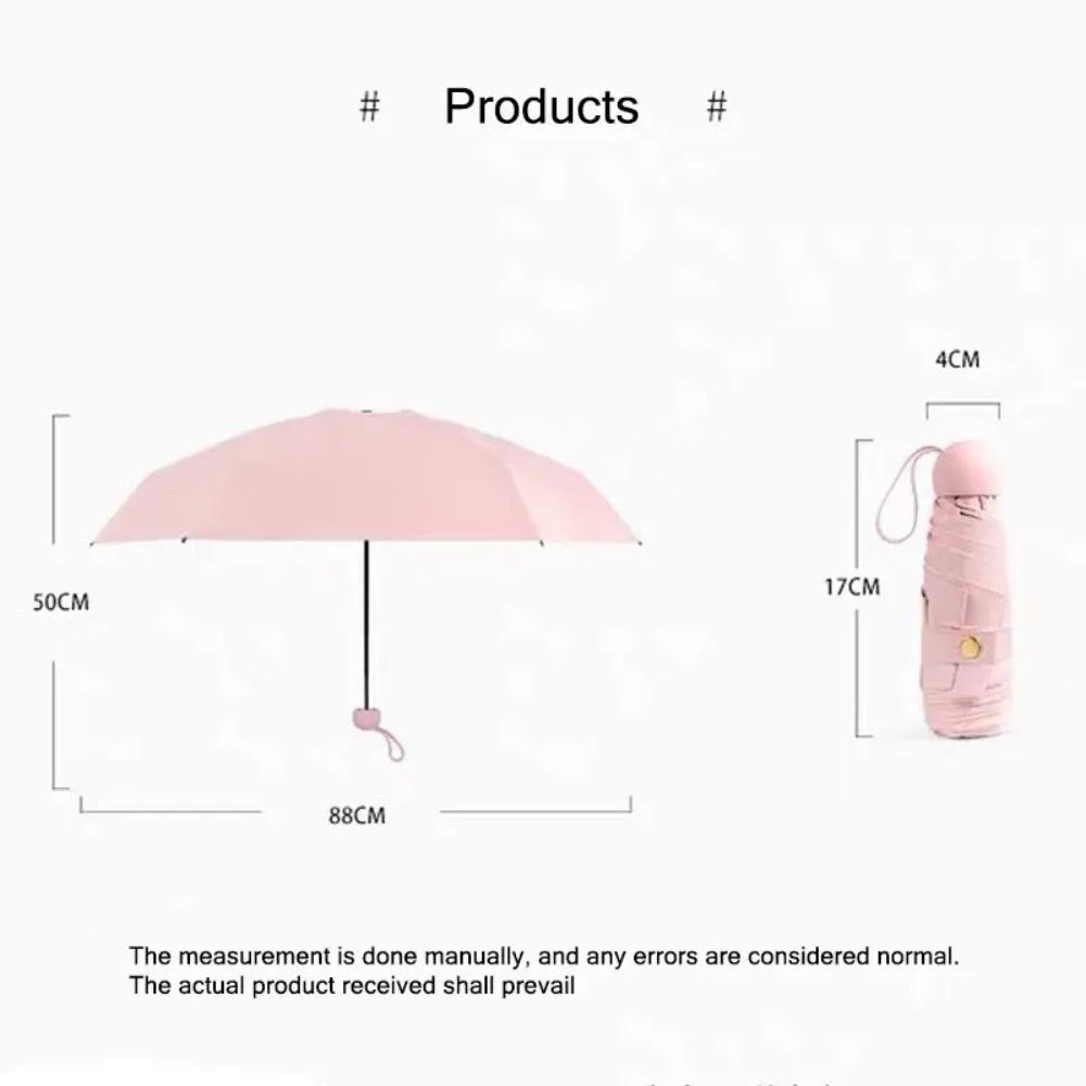 1PC Travel Umbrella With 6 Rib Reinforced Compact Lightweight Strong Waterproof Folding Umbrellas