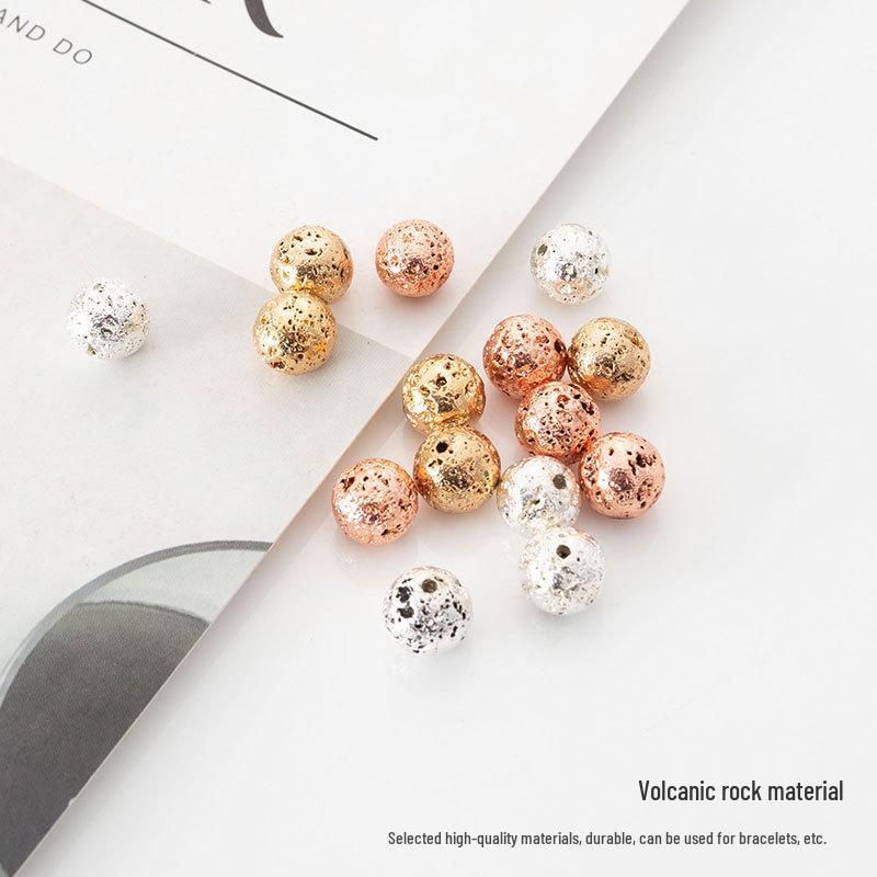 50 Volcanic Stone Round Beads for DIY Jewelry, Earrings, Bracelets, Apparel, Bags & Accessories