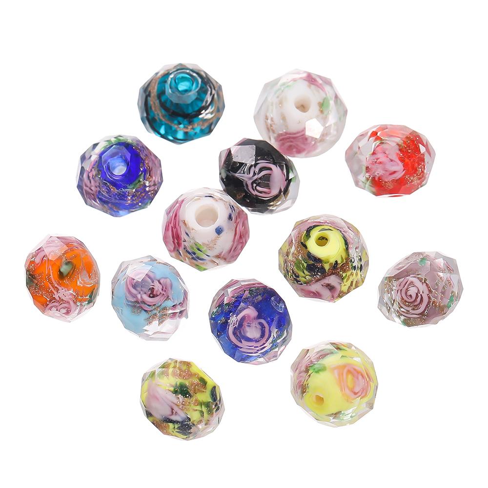 10pcs 10/12mm Faceted Glass Flowers Beads Loose Spacer for DIY Bracelet Necklace Keychains Jewelry Making Accessories Supplies