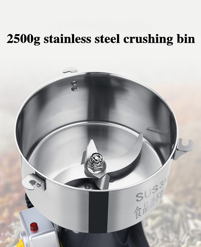 2500G Home Medicine Flour Crusher Dry Food Grinder Mill Grinding Machine Gristmill Grains Coffee Other Dry Foods Household