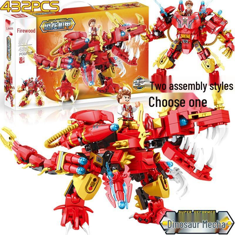 

Совместимый с LEGO Механический конструктор «Рыцарь-динозавр»: Механическая игрушка динозавр с фиолетовым пламенем