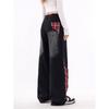 Women's Plaid Patchwork Wide-Leg Jeans with Bow Tie - Trendy Spring Casual Trousers