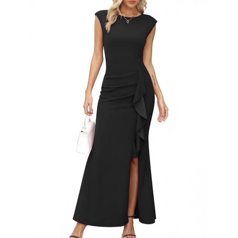 2026 Elegant European & American Women's Slim-Fit Slit Evening Gown