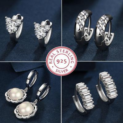 Náušnice ze sterlingového stříbra 925 pro ženy Originální přívěsek Náušnice s dvojitým kroužkem Pave CZ Jemné zásnubní výroční šperky Dárek 5355