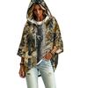 Women's Fashion Three-Quarter Sleeve Leaf Print Hooded Pullover Top