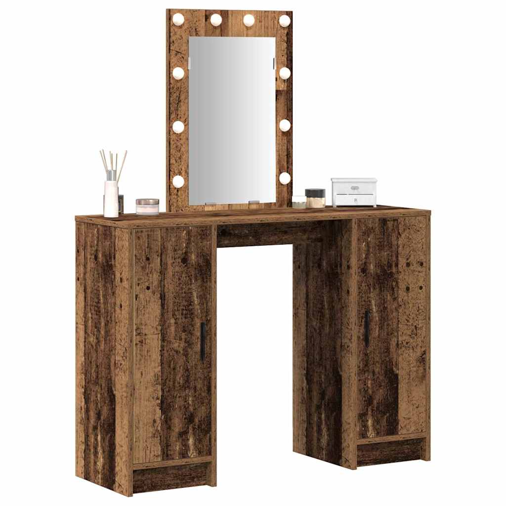 Makeup Table with Storage Brown 102 x 33 x 135 cm Engineered Wood