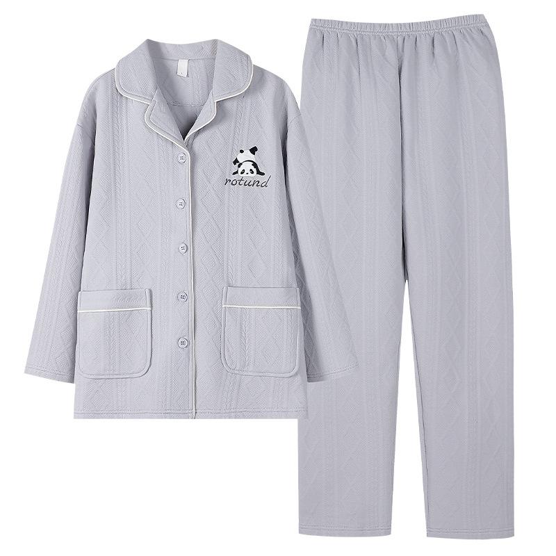 Pajamas Women'S Spring And Autumn Thickened Pure Cotton Long-Sleeved Autumn And Winter Cotton-Padded Advanced Winter Air Cotton Sandwich Loungewear
