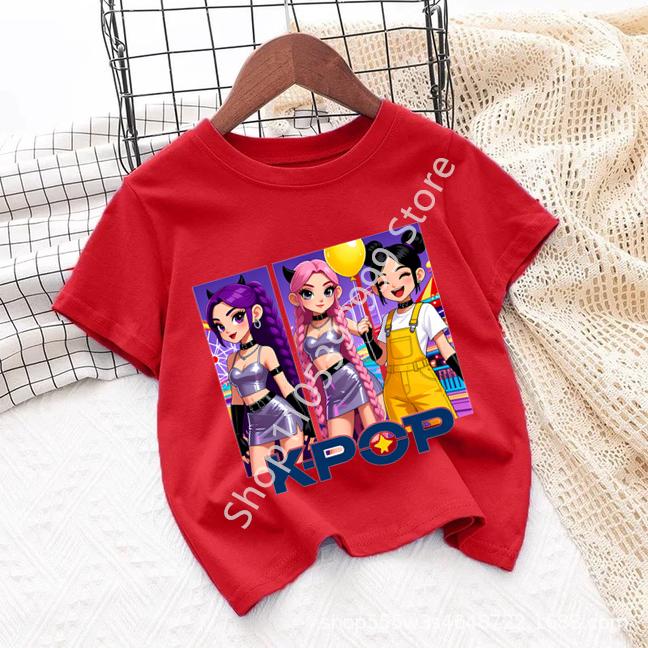Kpop Childrens T Shirt Cartoon Graphic Short Sleeve Summer Comfortable Top Funny Gift for Fans Harajuku TShirts Girls Clothes