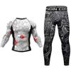 Herren Trainingsanzug MMA No Gi Rashguard Jiu Jitsu T-Shirt+Hose Boxen Trikots Set BJJ Muay Thai Shorts Kompressions Leggings Sportanzug