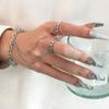 Punk Wrist Bracelet Gothic Chain Link Ring Ins Open Rings Set  Women