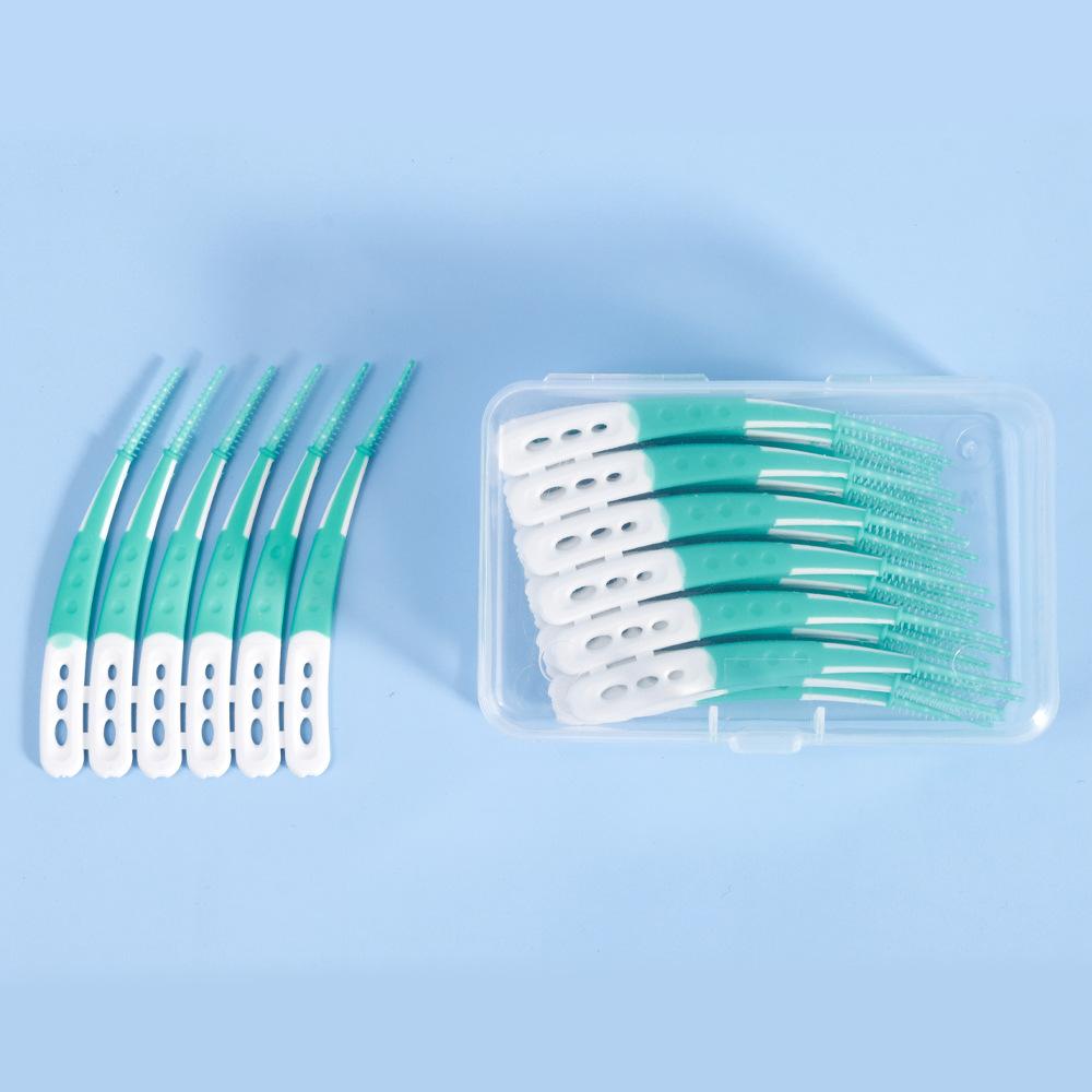 12Pcs Silicone Interdental Brushes With Thread Oral Cleaning Tools Reusable Toothpicks