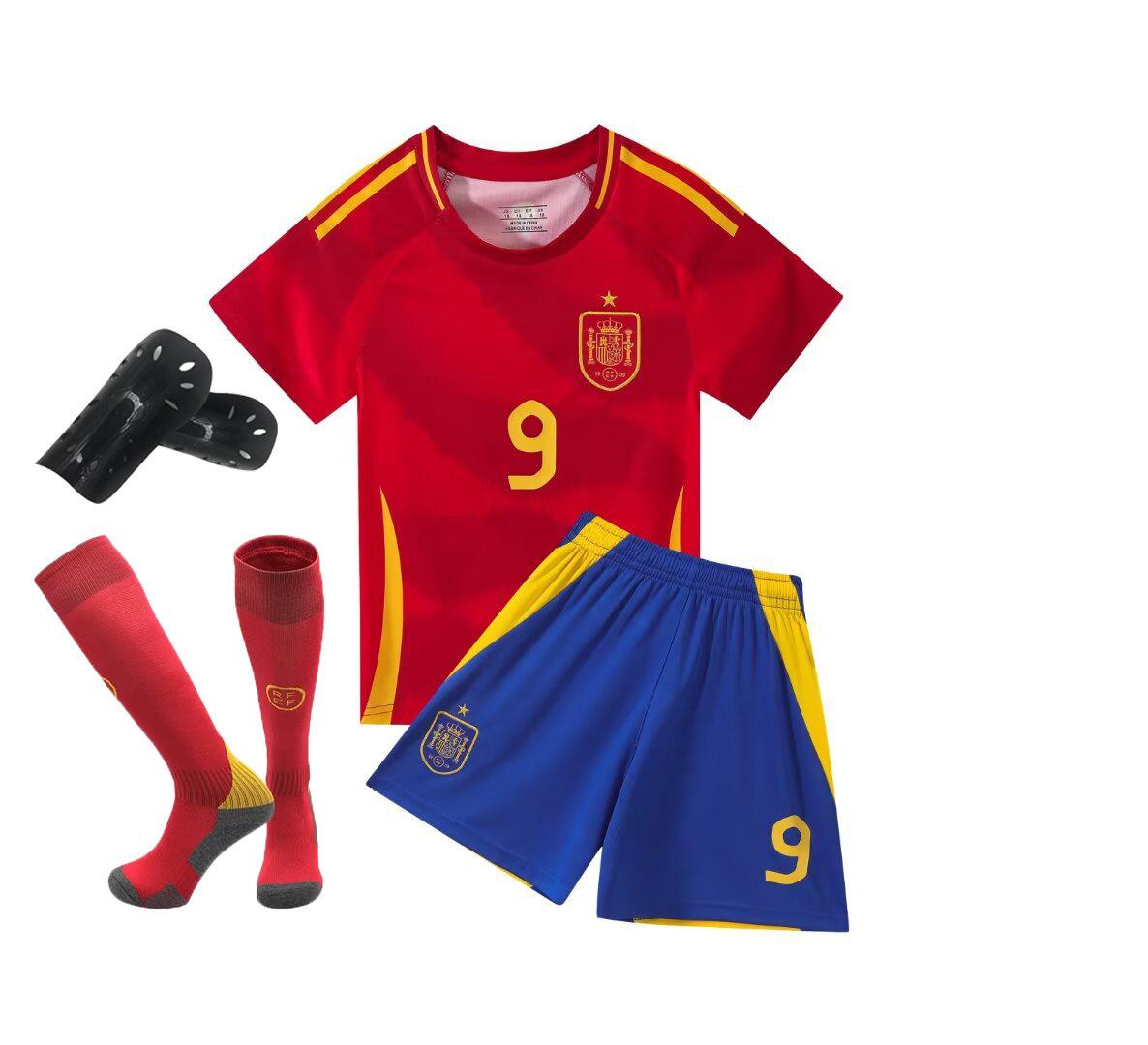 

24-25 Spain Home Team No. 9 National Team Football Jersey Children S Clothing Adult Set Size 14-3Xl 2XL190