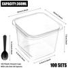 100Pcs Dessert Cups With 100Pcs Spoon Reusable Plastic Dessert Cups With Lids Square Dessert Bowls Plastic Cheesecake Pots Clear