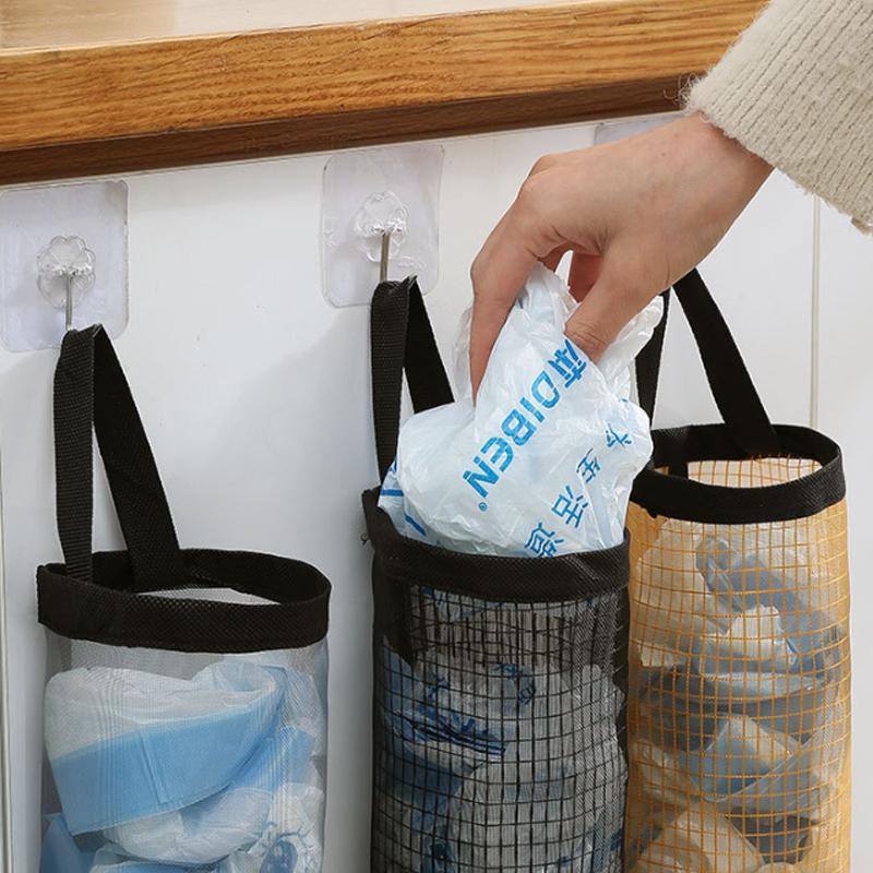1 STK Wandmontage Netz Aufbewahrungstasche Müllbeutelhalter Aufbewahrungsnetz Taschen Einkaufen Kunststoff Organizer V4O9